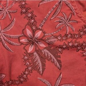 Plugg Mens Tropical Palm Tree Floral Shorts Red Size 36 Cotton Flat Front